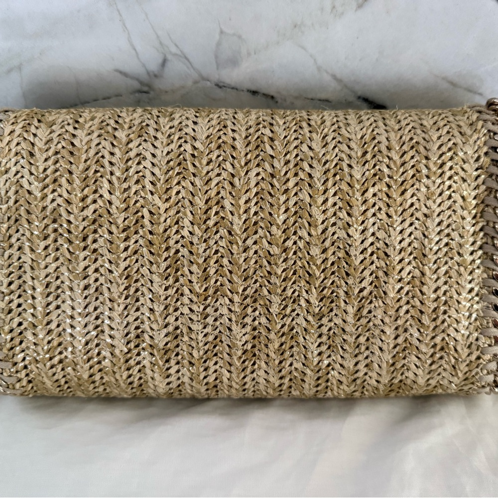 Stella McCartney Natural Beige Woven Crossbody with Gold Chain - Picture 3 of 13